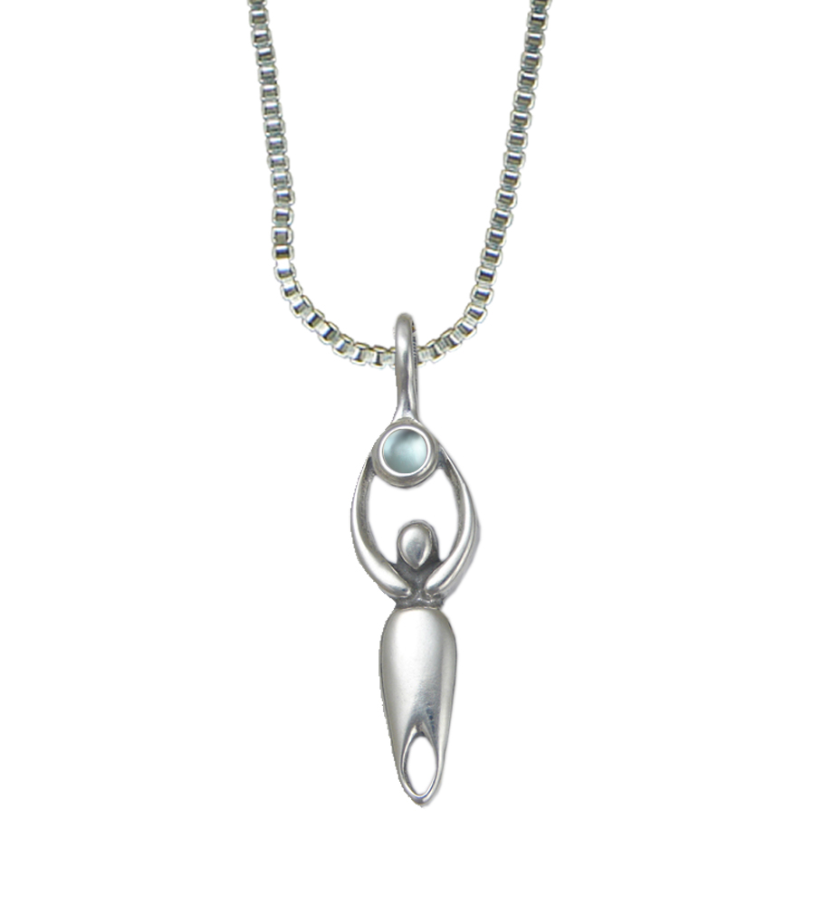 Sterling Silver Essential Goddess Pendant With Blue Topaz